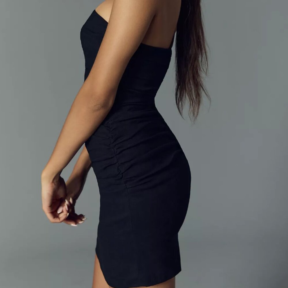 NWT Anthropologie Strapless Slim Black Mini Dress Size L